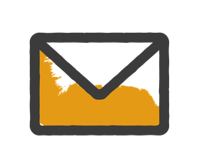 KI generiert: Eine stilisierte Illustration eines Briefumschlags, teilweise mit orange überlagert.