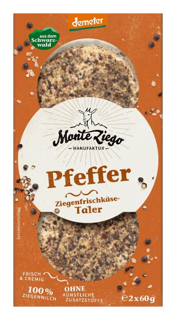 Produktfoto zu Ziegenfrischkäse-Taler Pfeffer